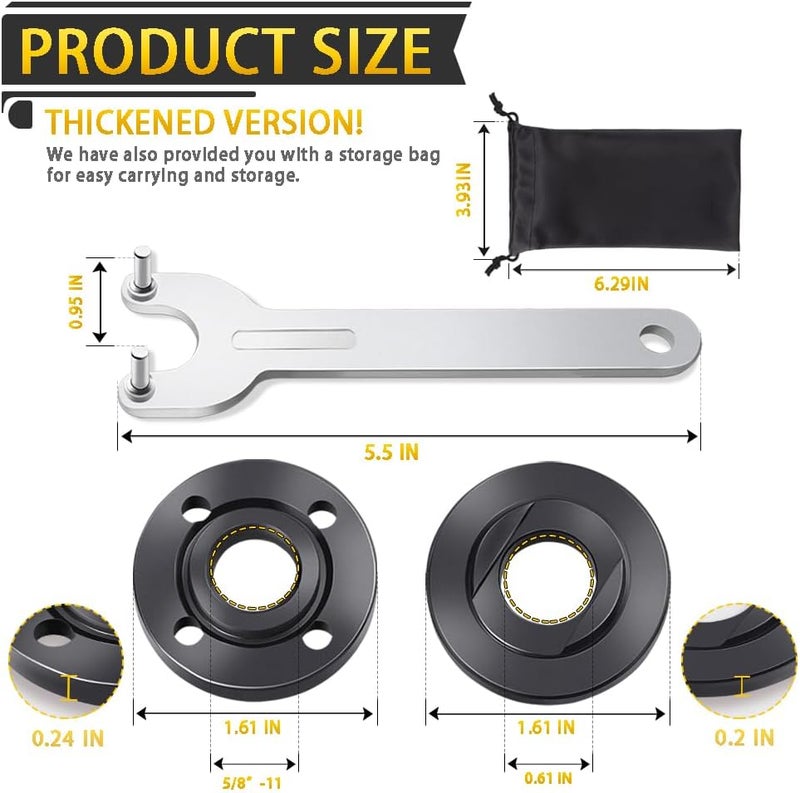Tiosamd 7PCS Angle Grinder Nut Angle Grinder Flange Wrench, Premium Flange Metal Lock Nut with Storage Bag, Compatible with Milwaukee Makita Metabo Dewalt Bosch Ryobi Decker 4.5" 5" 5/8-11 Replacement Part - Image 2